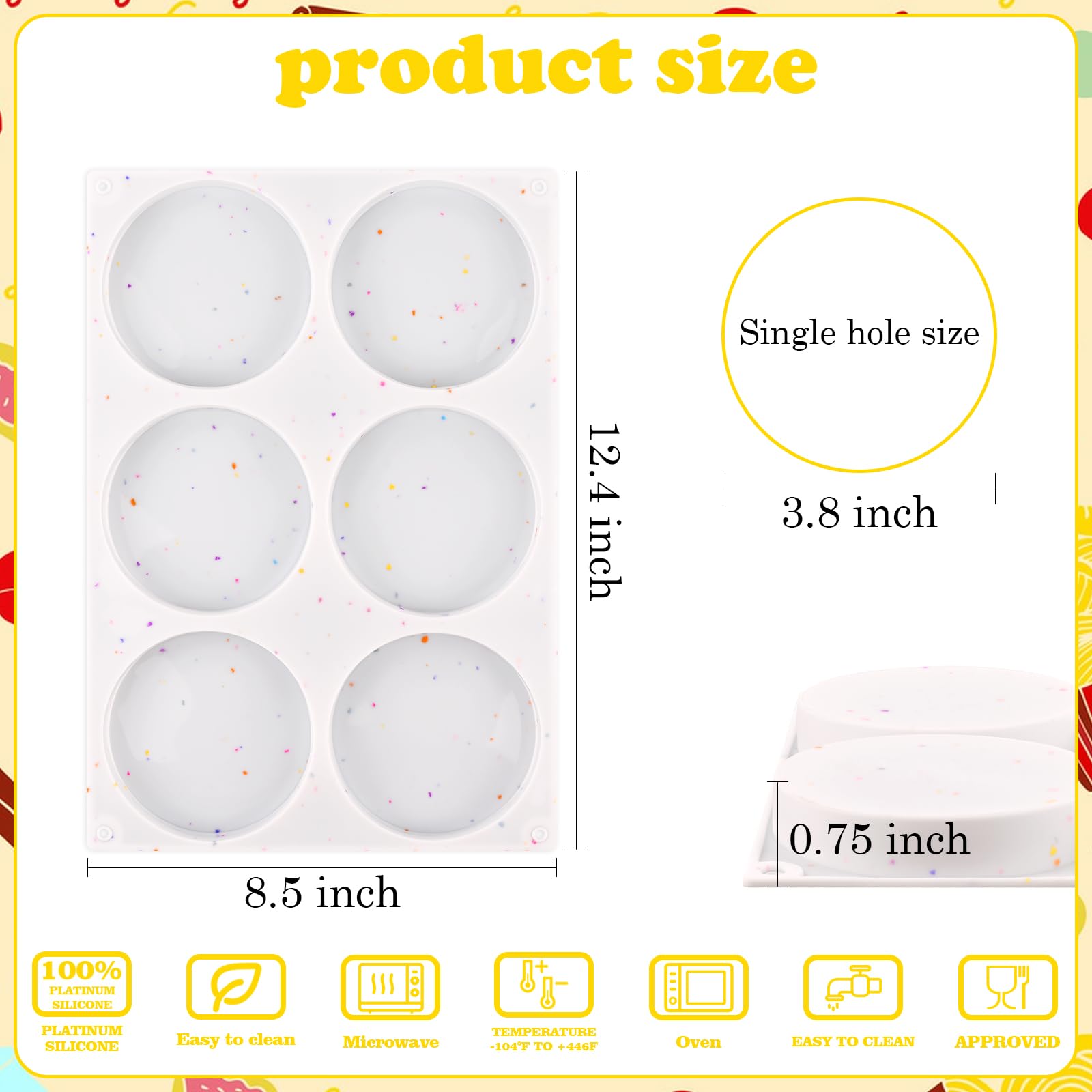 HUAKENER thick-disc cake mold offers durable, non-stick baking with six cavities.