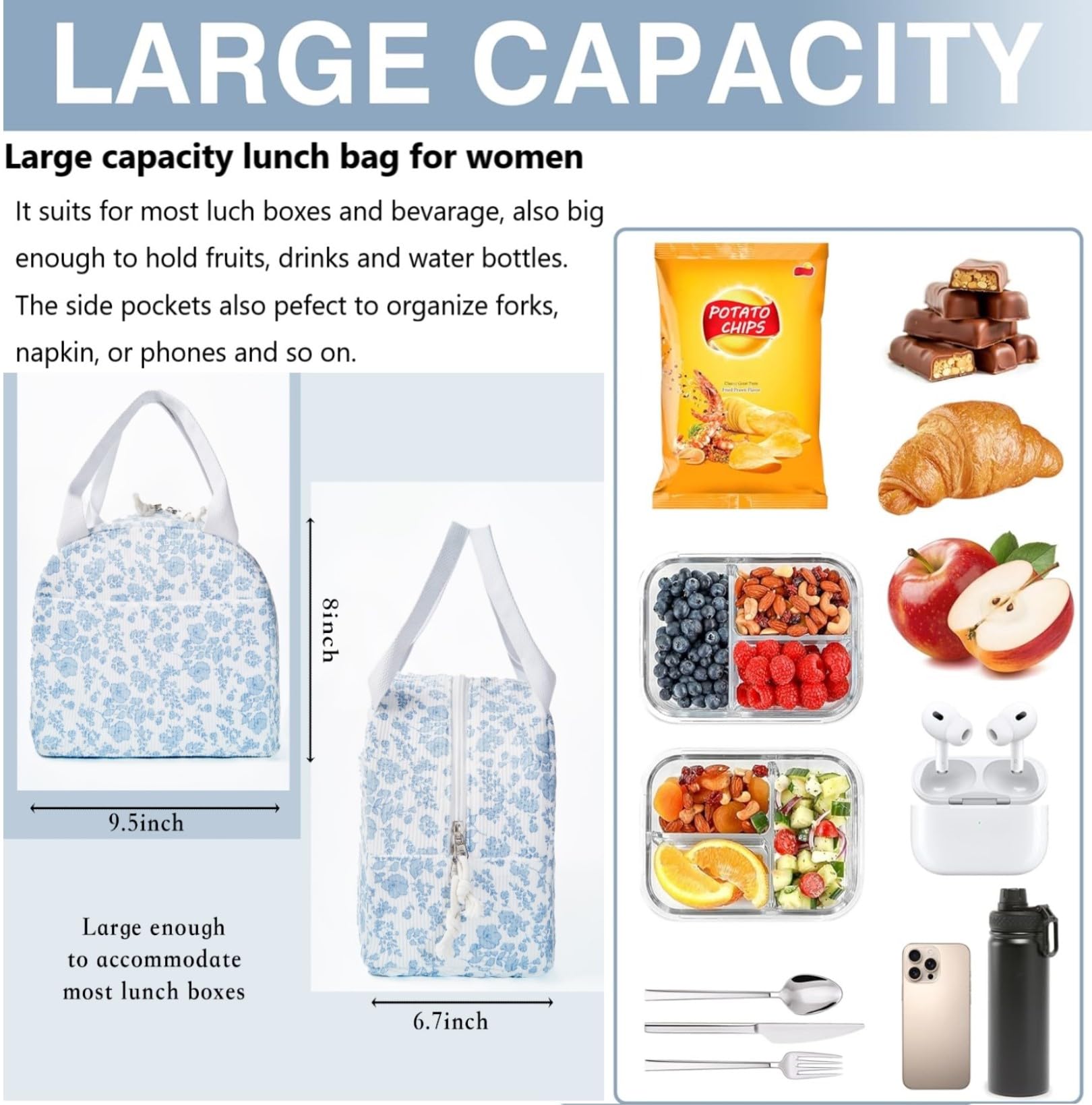 Hualinsyi insulated lunch tote with large capacity for a full workday