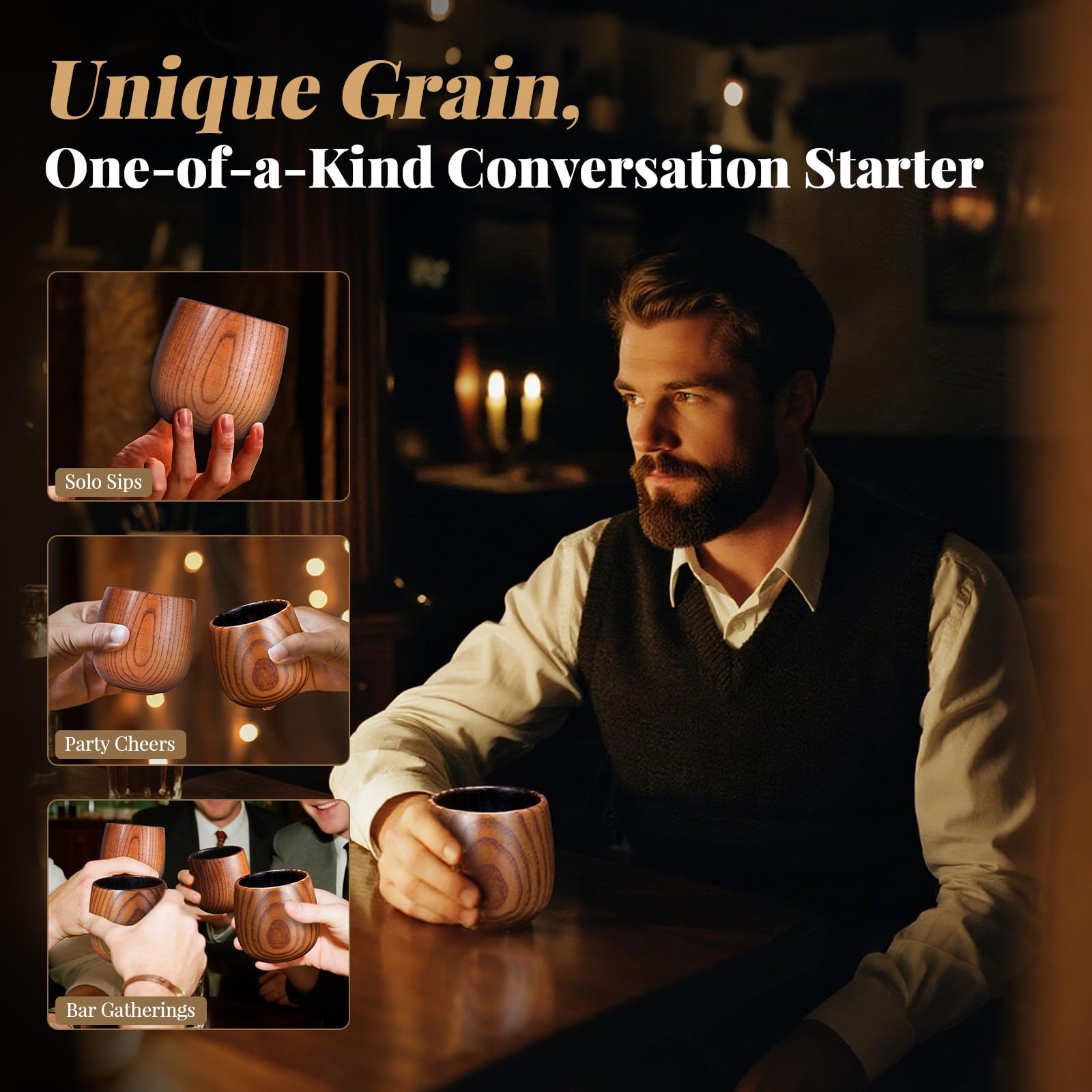 Huanuith glass shows natural wood grain, unique each piece