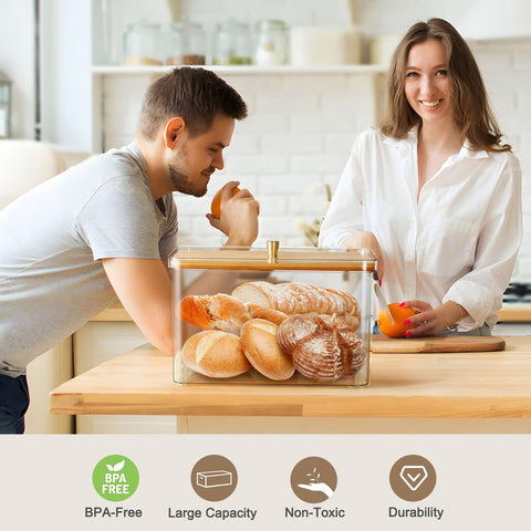 Hudgan Breadbox keeps counter organized and bread easily accessible