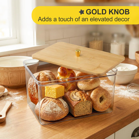 Hudgan Breadbox gold knob detail adds easy access and style
