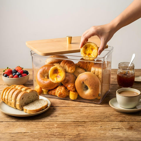 Hudgan Breadbox large capacity fits loaves and pastries neatly