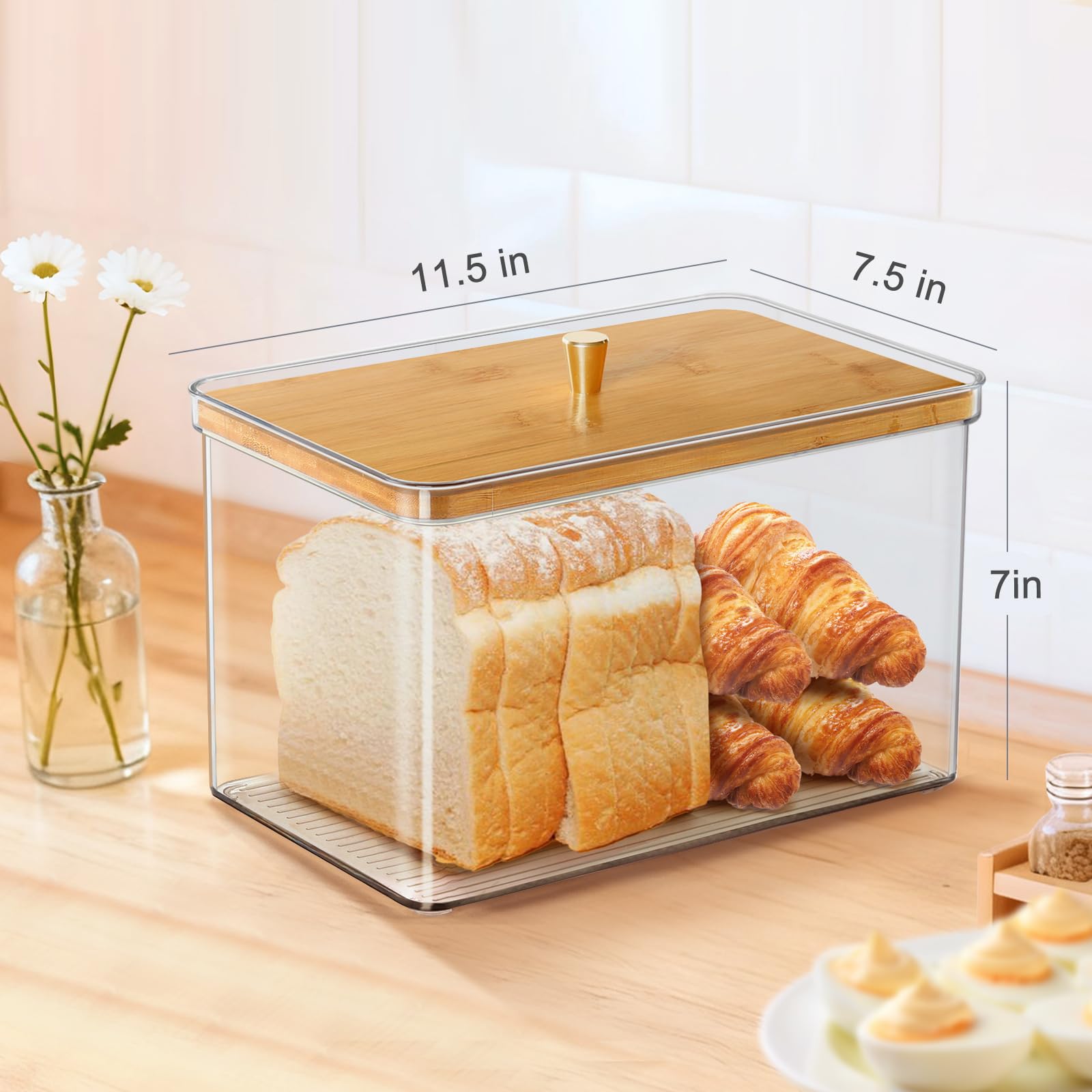 Hudgan Breadbox versatile storage for bread, fruits, and snacks