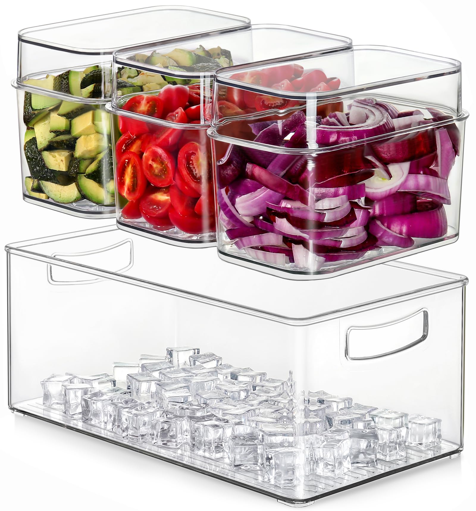 Hudgan ice-base under three containers keeps items cool