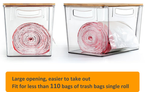 Hudgan open-front design offers quick access to items without removing the lid.