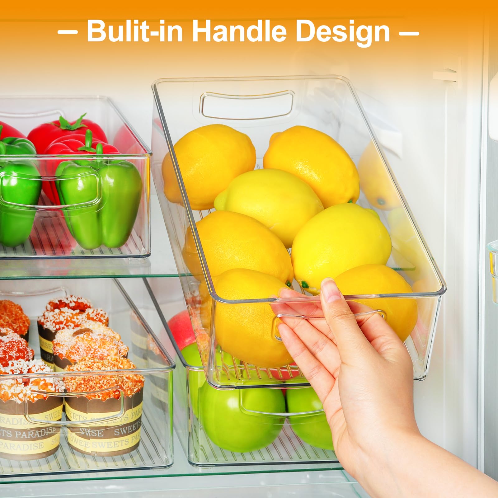 Hudgan pantry bin stackable collection for deeper shelves and compact storage.