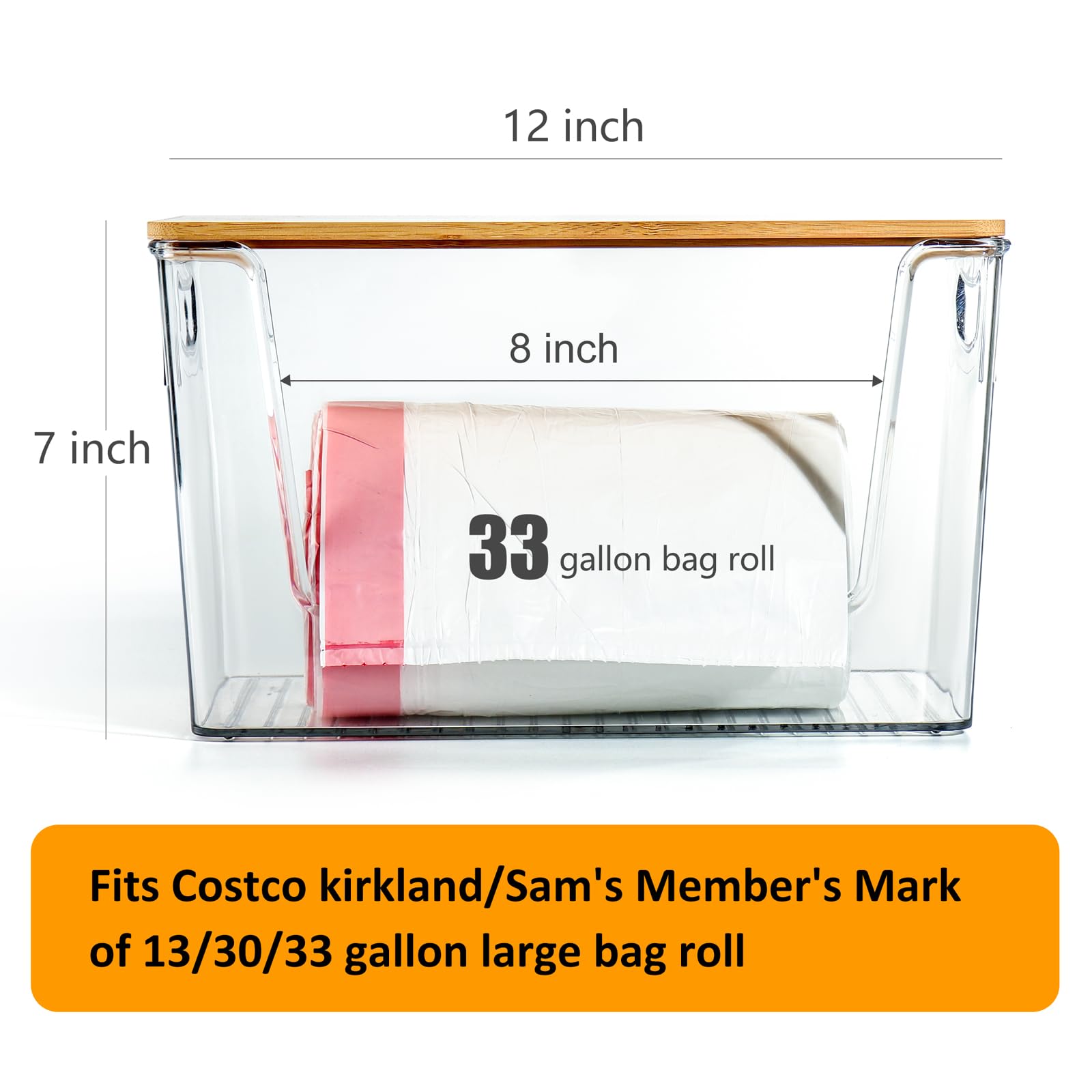 Hudgan stackable trash bin with bamboo top enhances vertical storage in compact spaces.