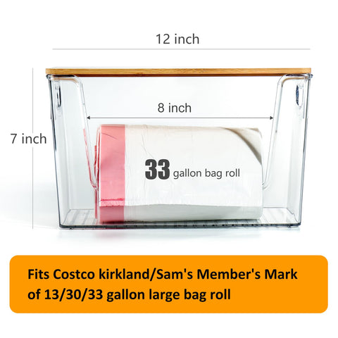Hudgan stackable trash bin with bamboo top enhances vertical storage in compact spaces.