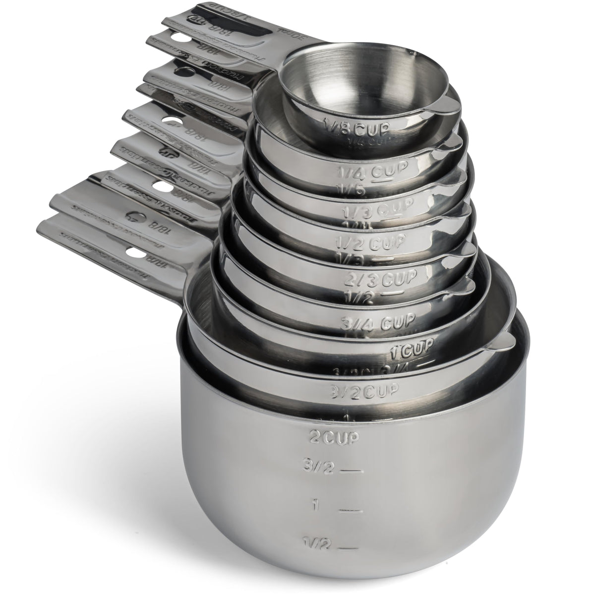 Hudson Essentials 9-piece set stacked for compact kitchen storage.