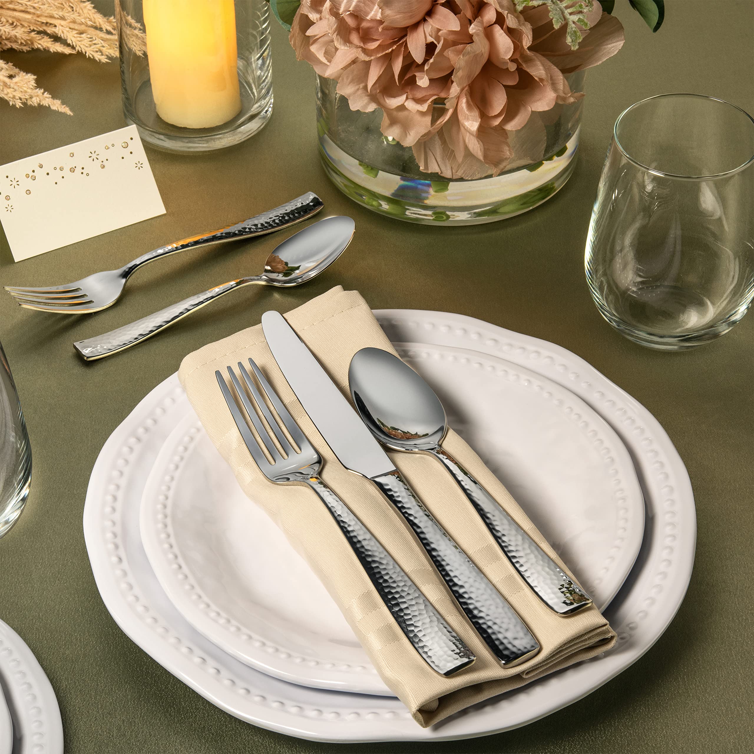 Hudson Essentials hammered salad fork with balanced grip for comfortable dining