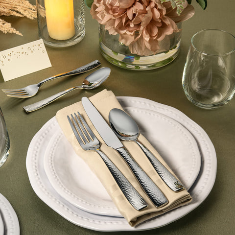 Hudson Essentials hammered salad fork with balanced grip for comfortable dining