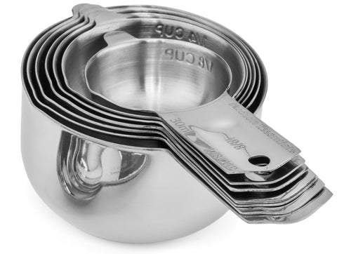 Hudson Essentials durable stainless cups with exterior and interior measurement marks.