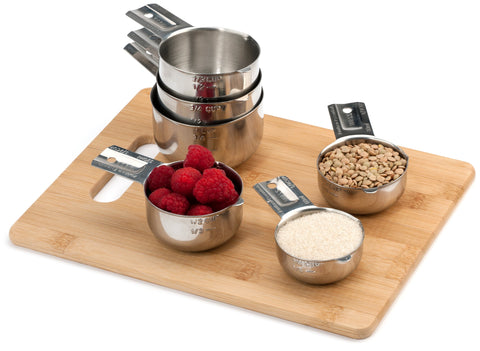 Stainless steel spout on Hudson Essentials cups minimizes pouring drips