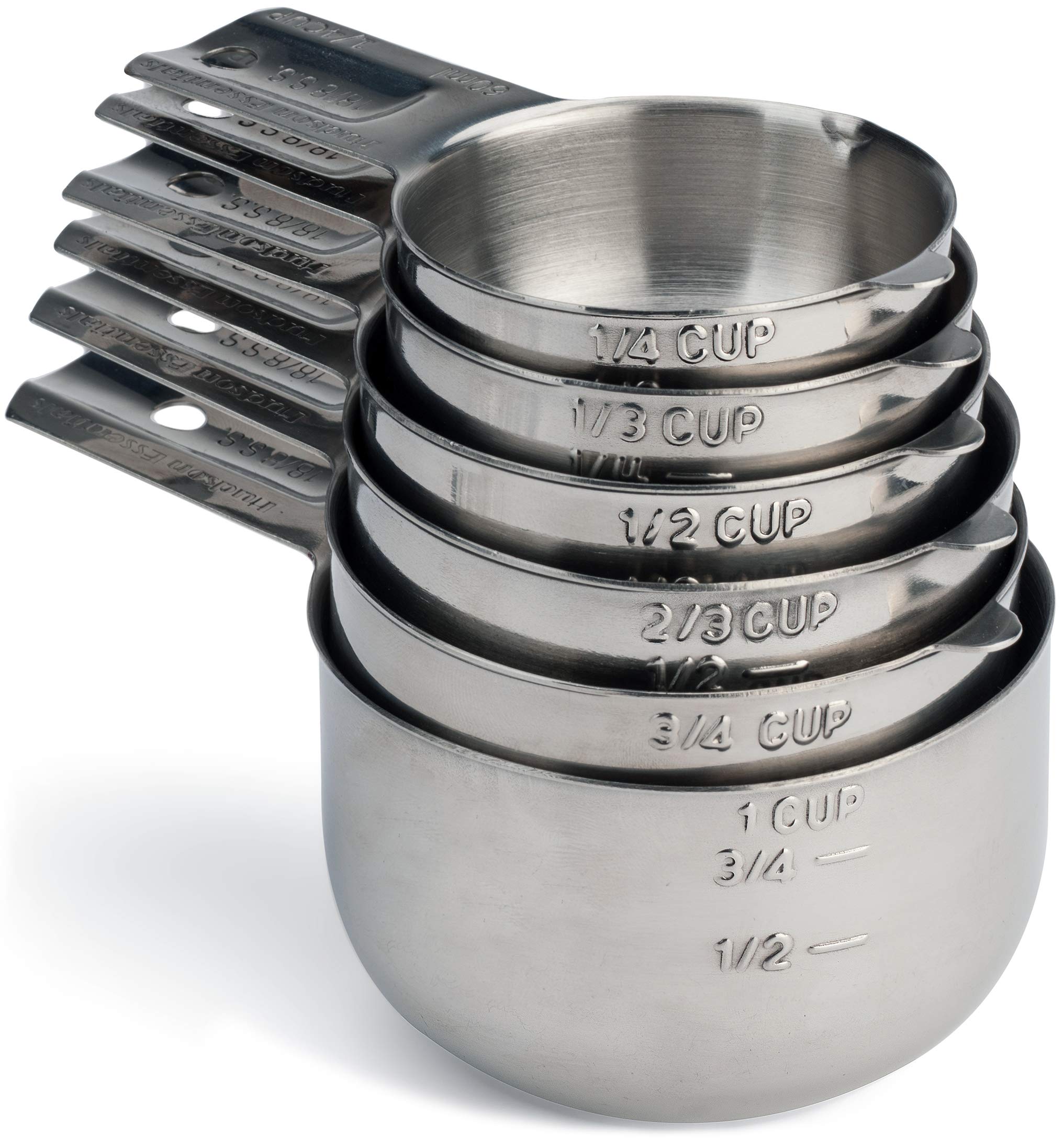 Hudson Essentials six-piece stainless steel measuring cups for precise kitchen measurements