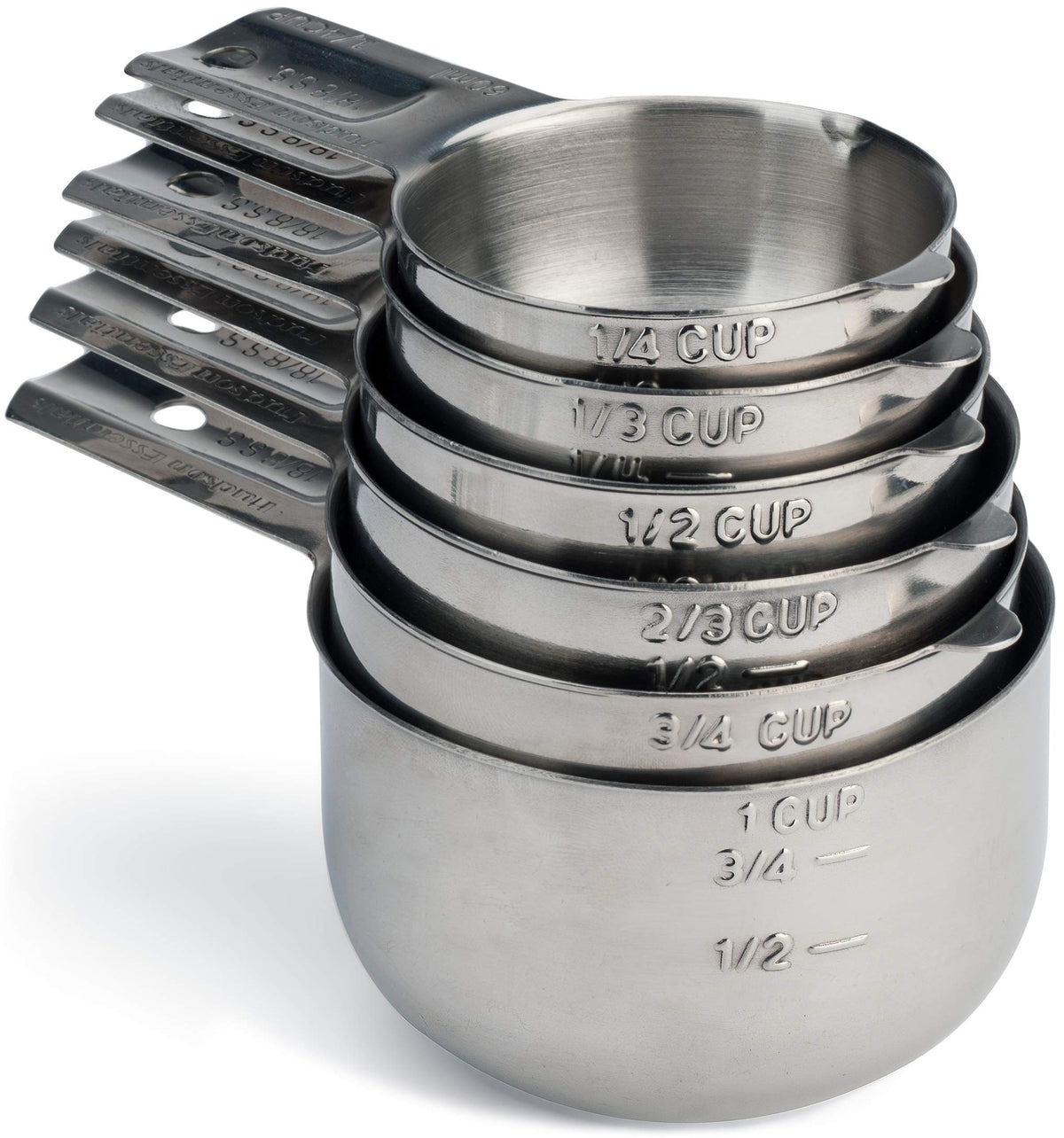 Hudson Essentials six-piece stainless steel measuring cups for precise kitchen measurements