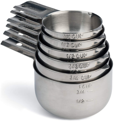 Hudson Essentials six-piece stainless steel measuring cups for precise kitchen measurements