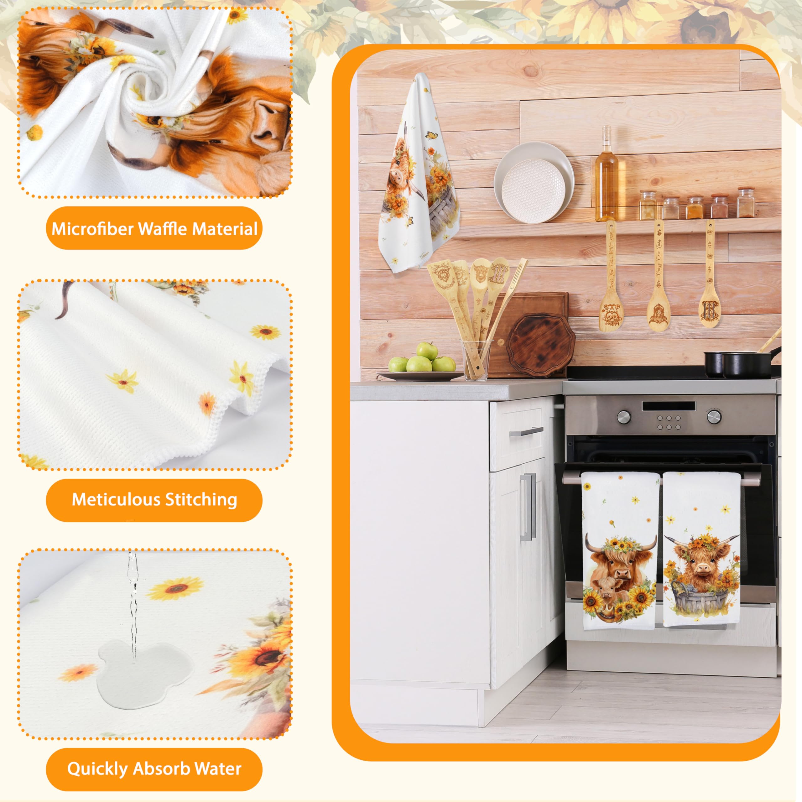 HUFAND sunflower design kitchen accents brighten the space.