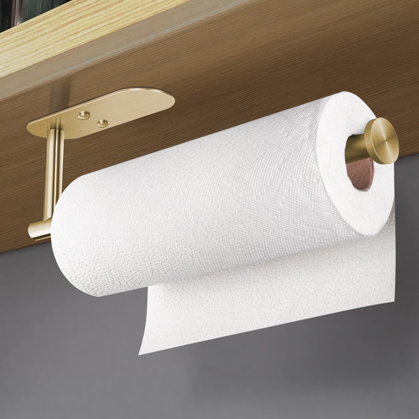 HUFEEOH wall-mount paper towel rack offers easy reach and organized storage.