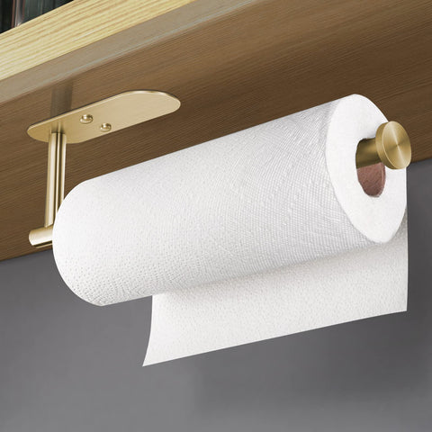 HUFEEOH wall-mount paper towel rack offers easy reach and organized storage.