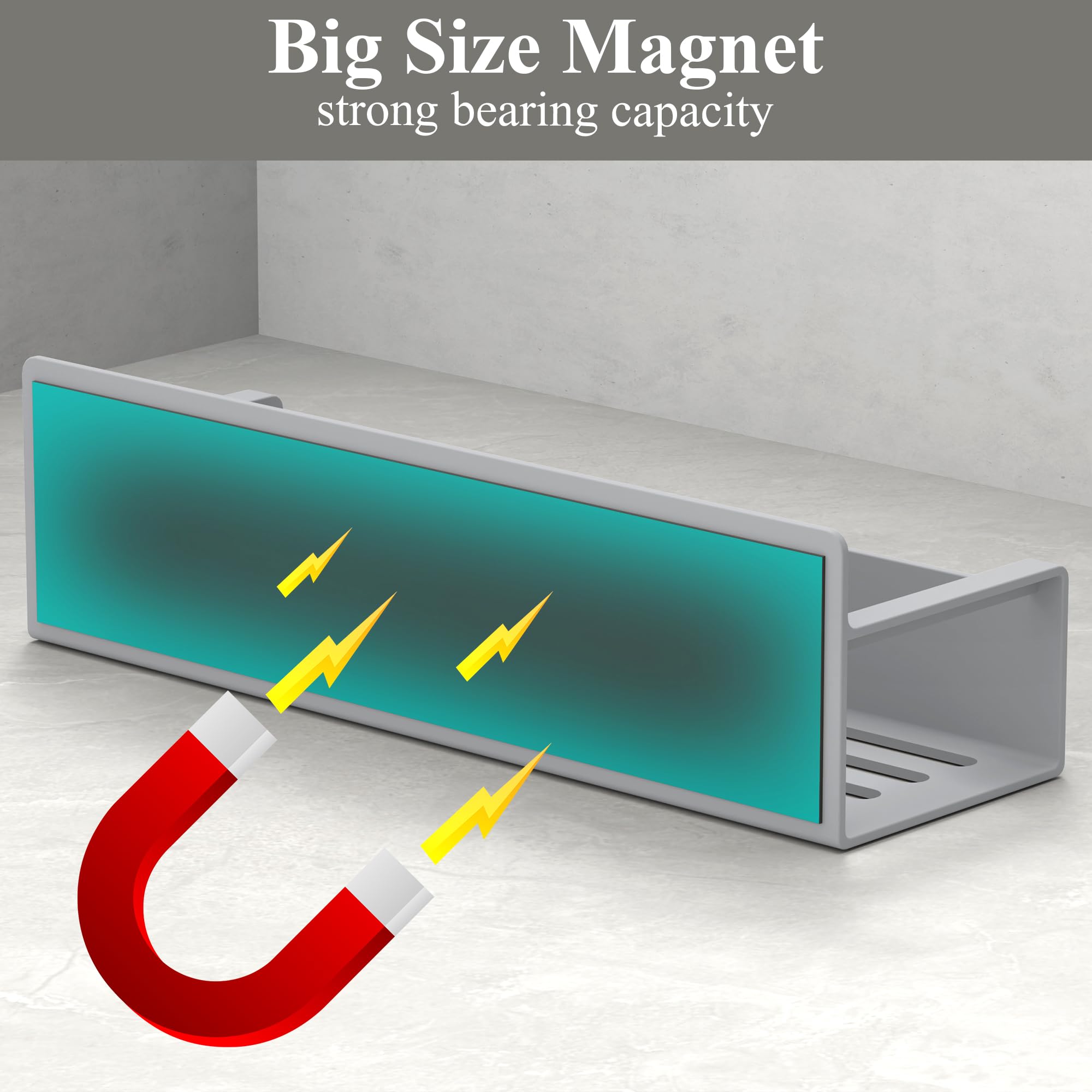 HuggieGems light gray ABS rack with strong magnets for durable kitchen organization.