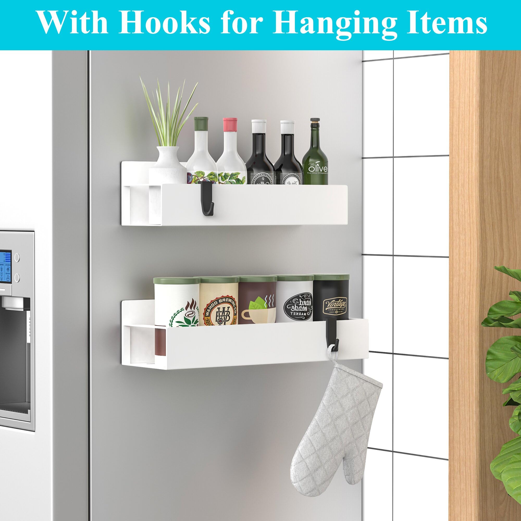HuggieGems spice rack mounted on oven side with strong magnets.