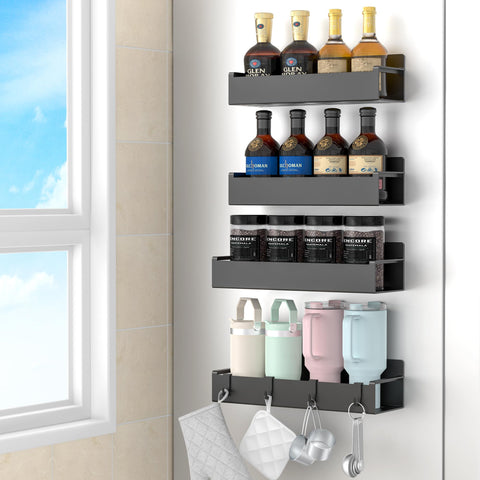 HuggieGems magnetic spice rack side mount on fridge for quick spice access