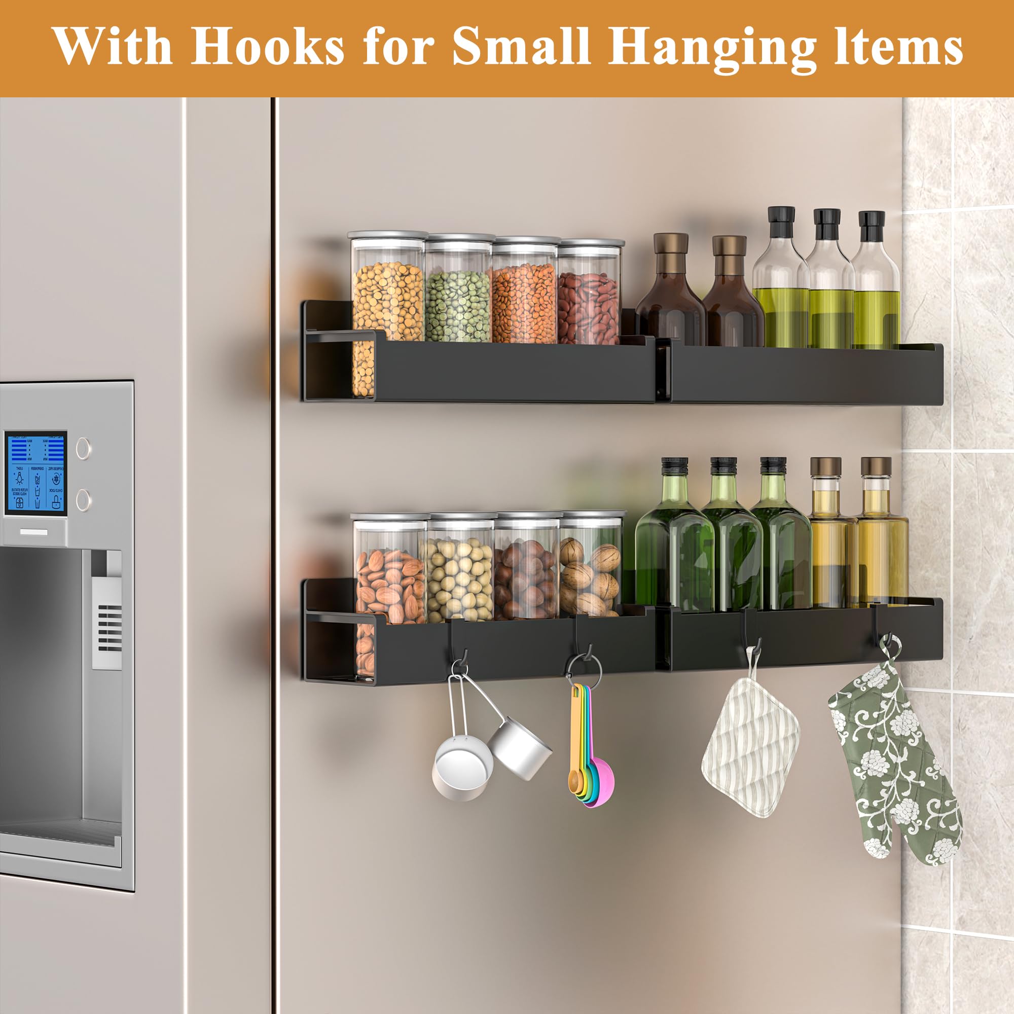 HuggieGems matte black spice organizer 4-pack adds space-saving style to kitchens.