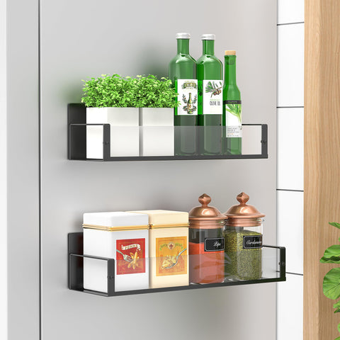 HuggieGems magnetic spice rack on fridge door for quick access and space saving.