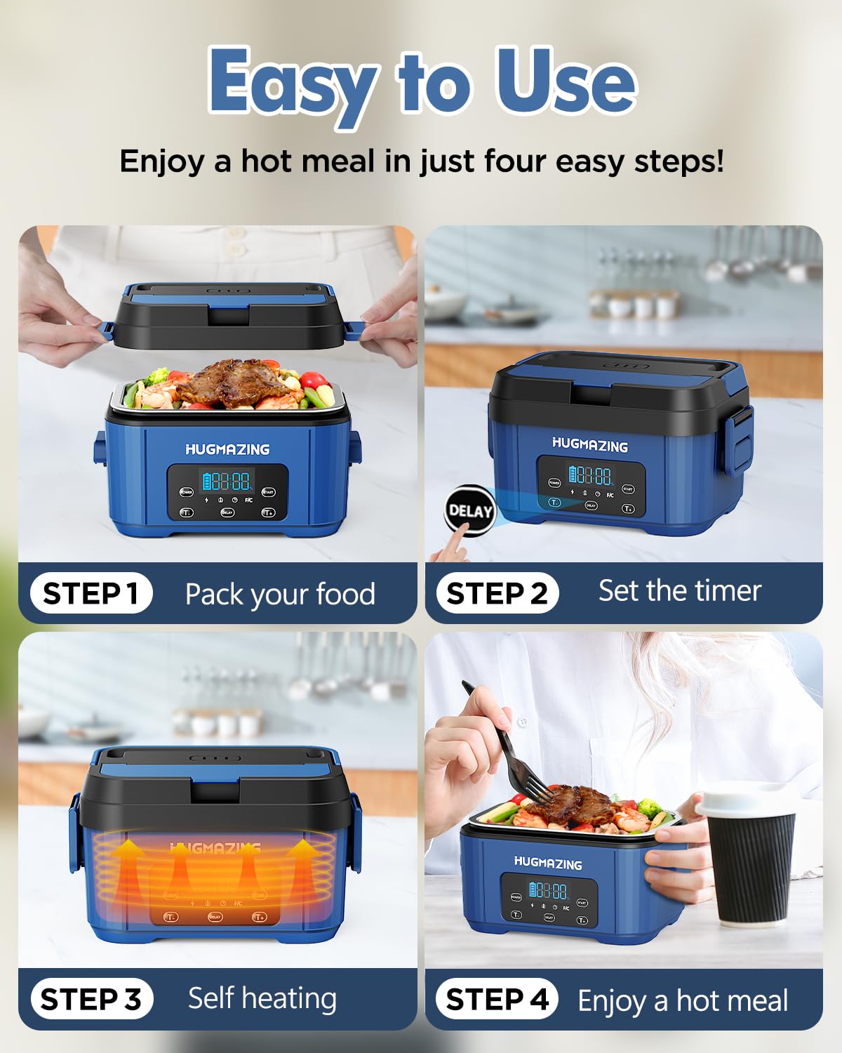Hugmazing portable lunch box with hidden handle for travel