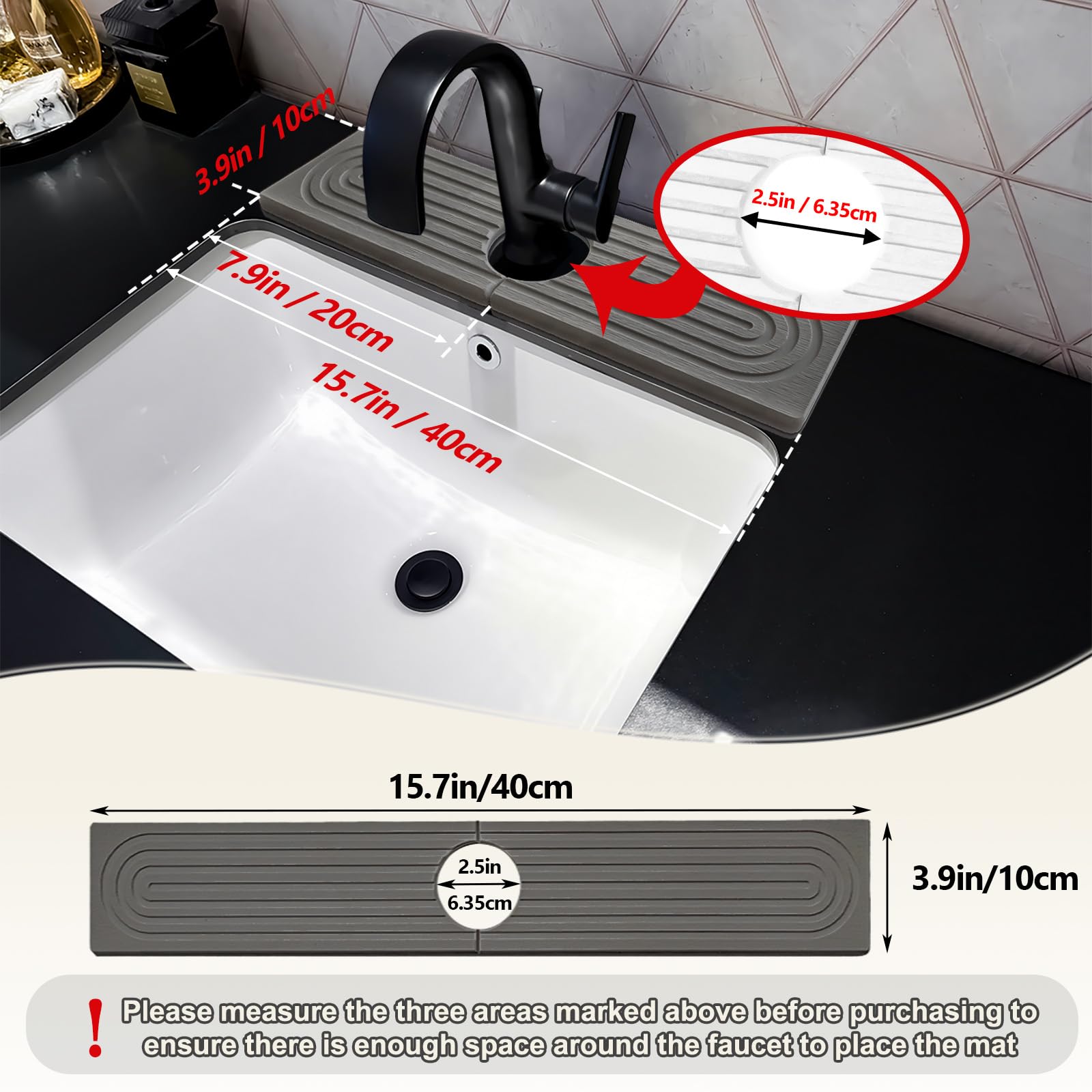 HUHAYUYA Stone Faucet Mat shows splash guard benefits for mess-free sinks.