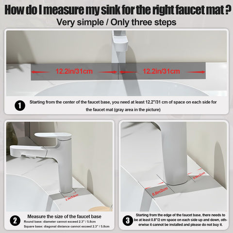 HUHAYUYA Stone Faucet Mat top-view displays clean white stone aesthetic.