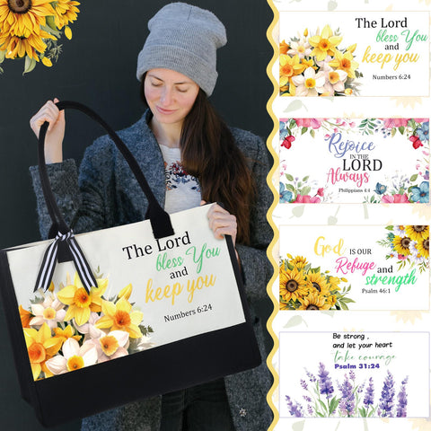 Huhumy women's religious tote bag, durable canvas for everyday carry
