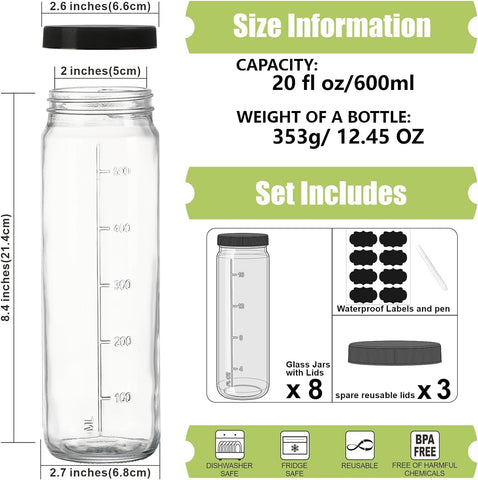 Huichuiero slender tall glass jar fits compact pantry storage.