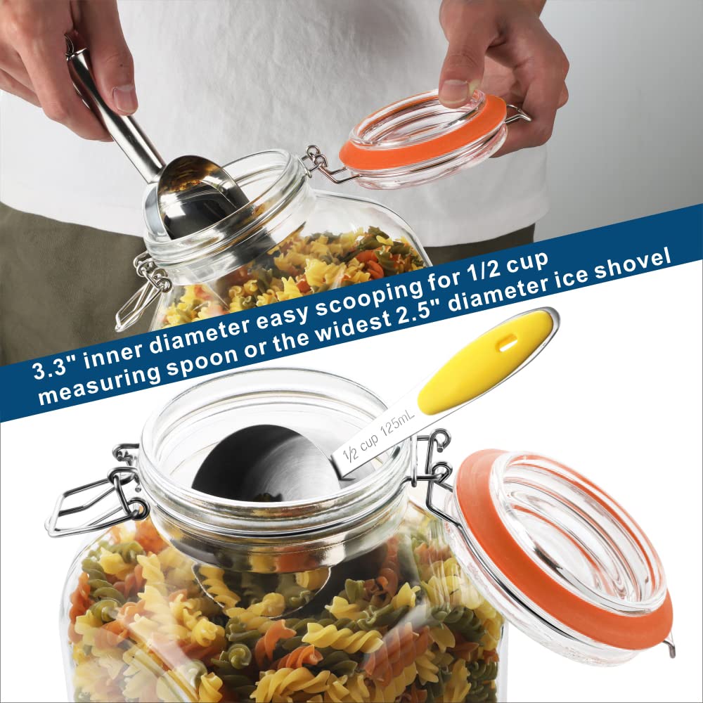 Huichuiero square glass canister ideal for flour, sugar, and snacks.