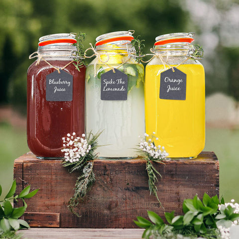 Huichuiero two-pack large glass pickle jars keep foods fresh and visible.