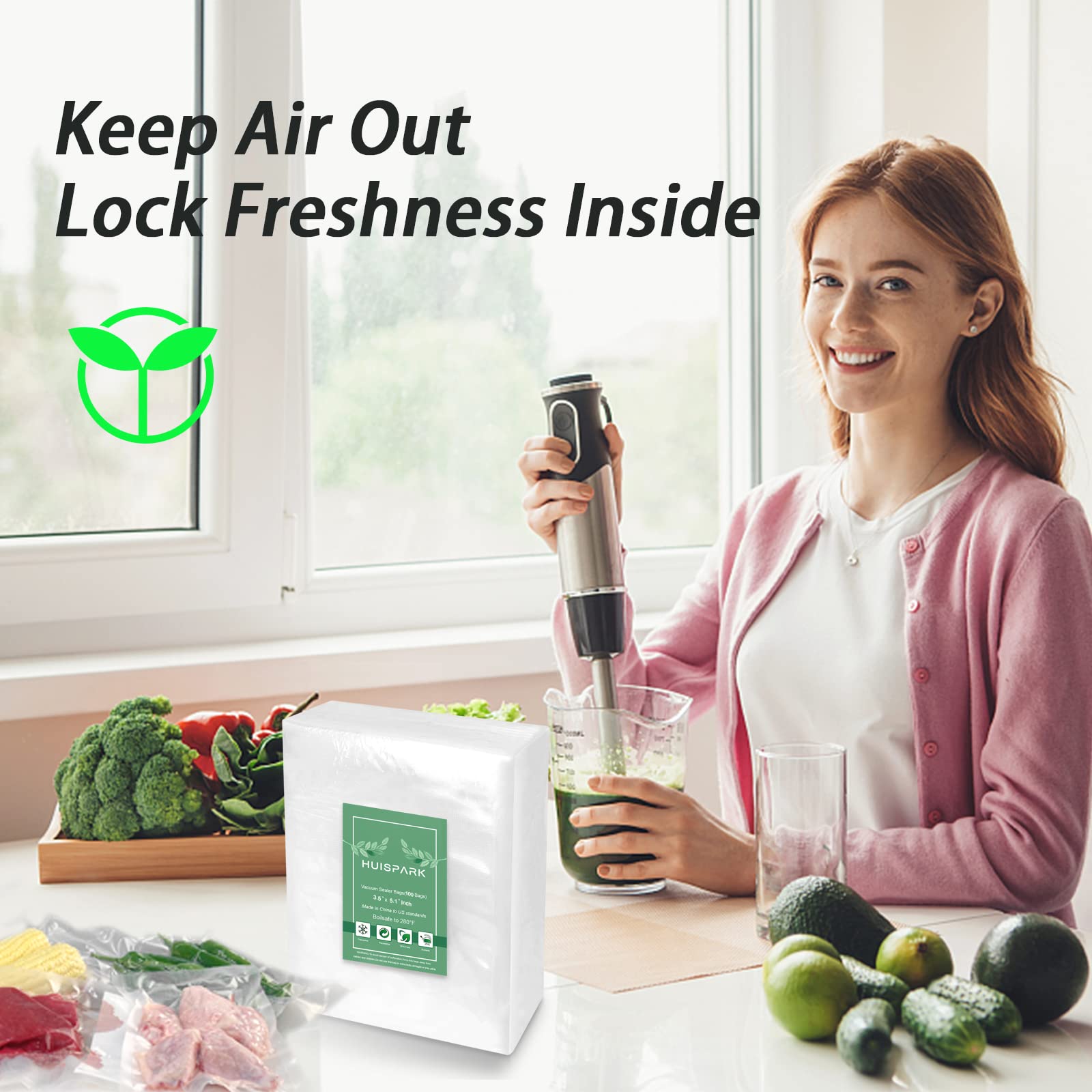 HUISPARK BPA-free bags for safe, organized food storage