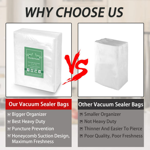 HUISPARK vacuum sealer compatible bags simplify sealing with clip machines.