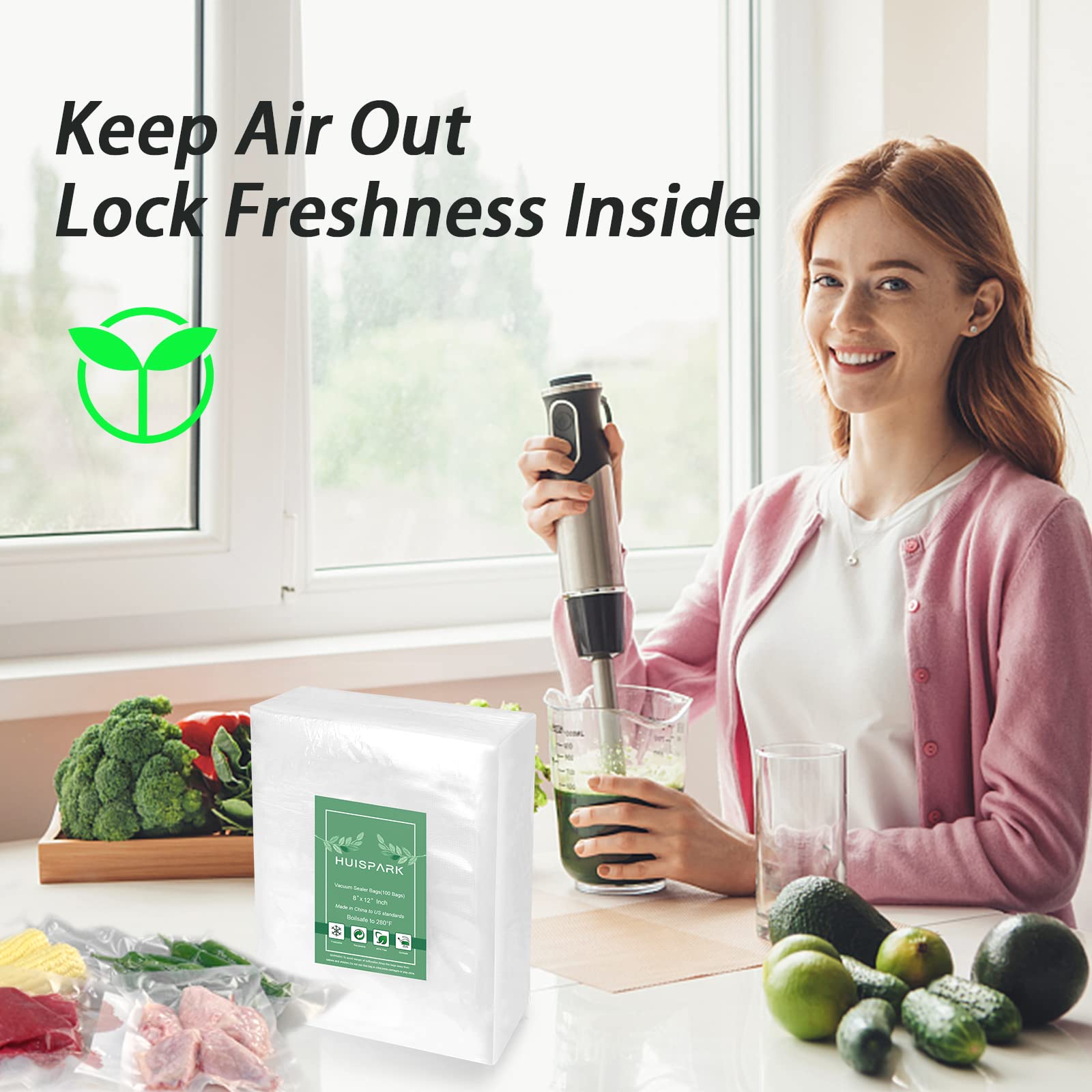 HUISPARK three-sides-sealed open-top design bags for fast, easy bag resizing.