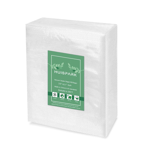 HUISPARK vacuum sealer bags 100pcs, pre-cut 3.5x5.1 inches for quick storage