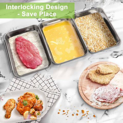 HULISEN breading trays dishwasher-safe for easy cleanup.