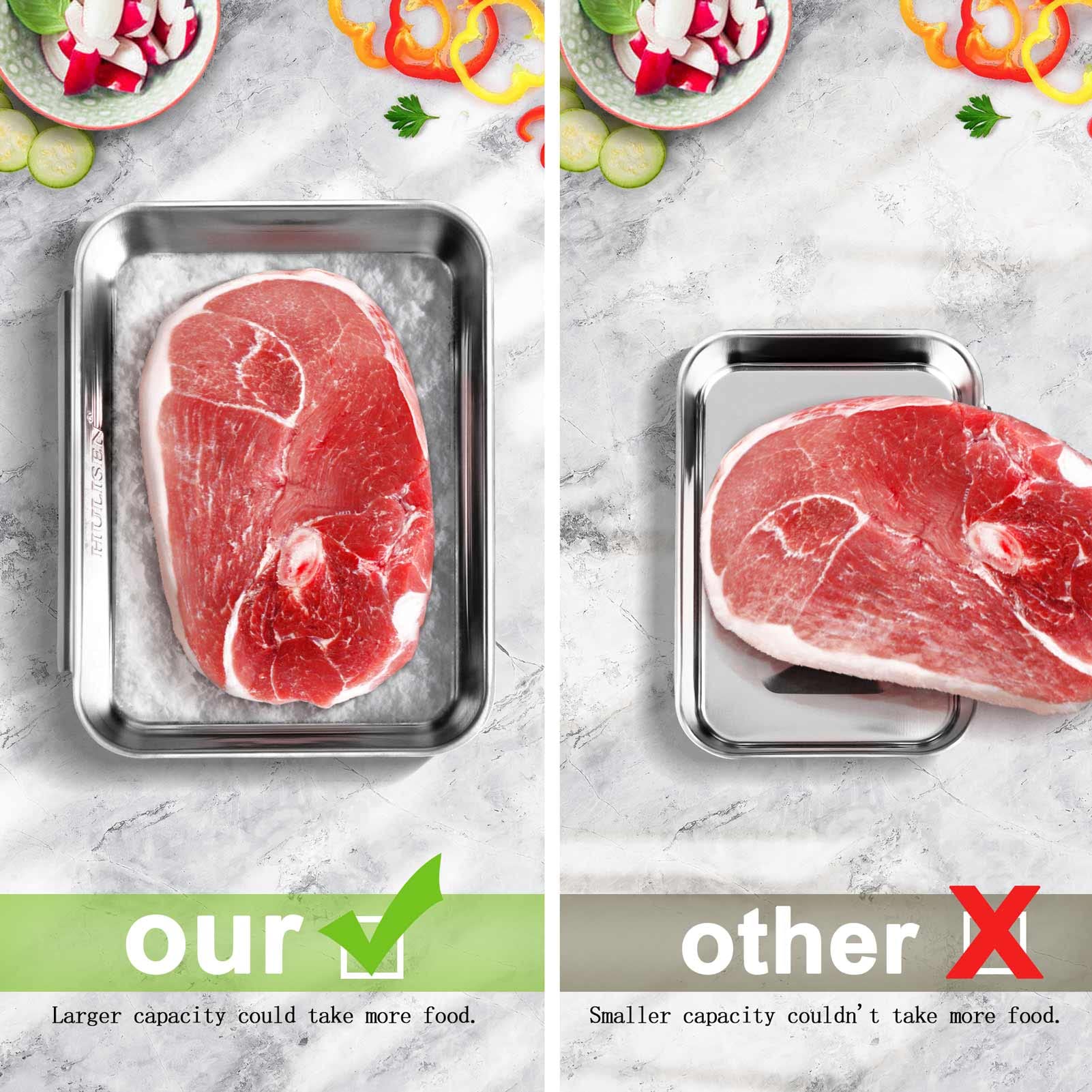 HULISEN breading trays large dredging area fits full-sized chicken.