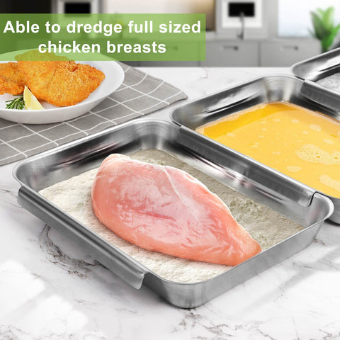 HULISEN breading trays stainless steel mirror finish for sleek kitchen look.
