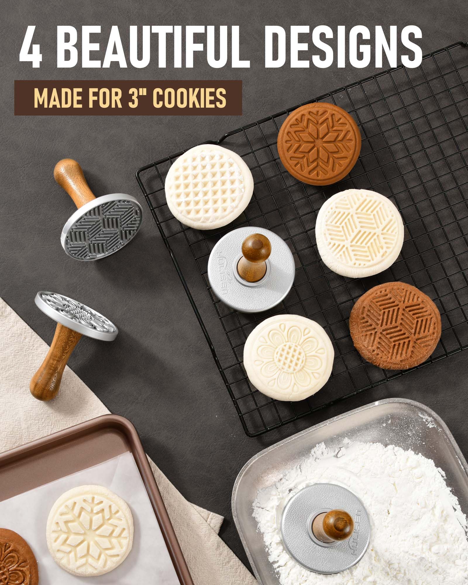 HULISEN squares geometry 3-inch stamp delivers modern embossed designs for cookies