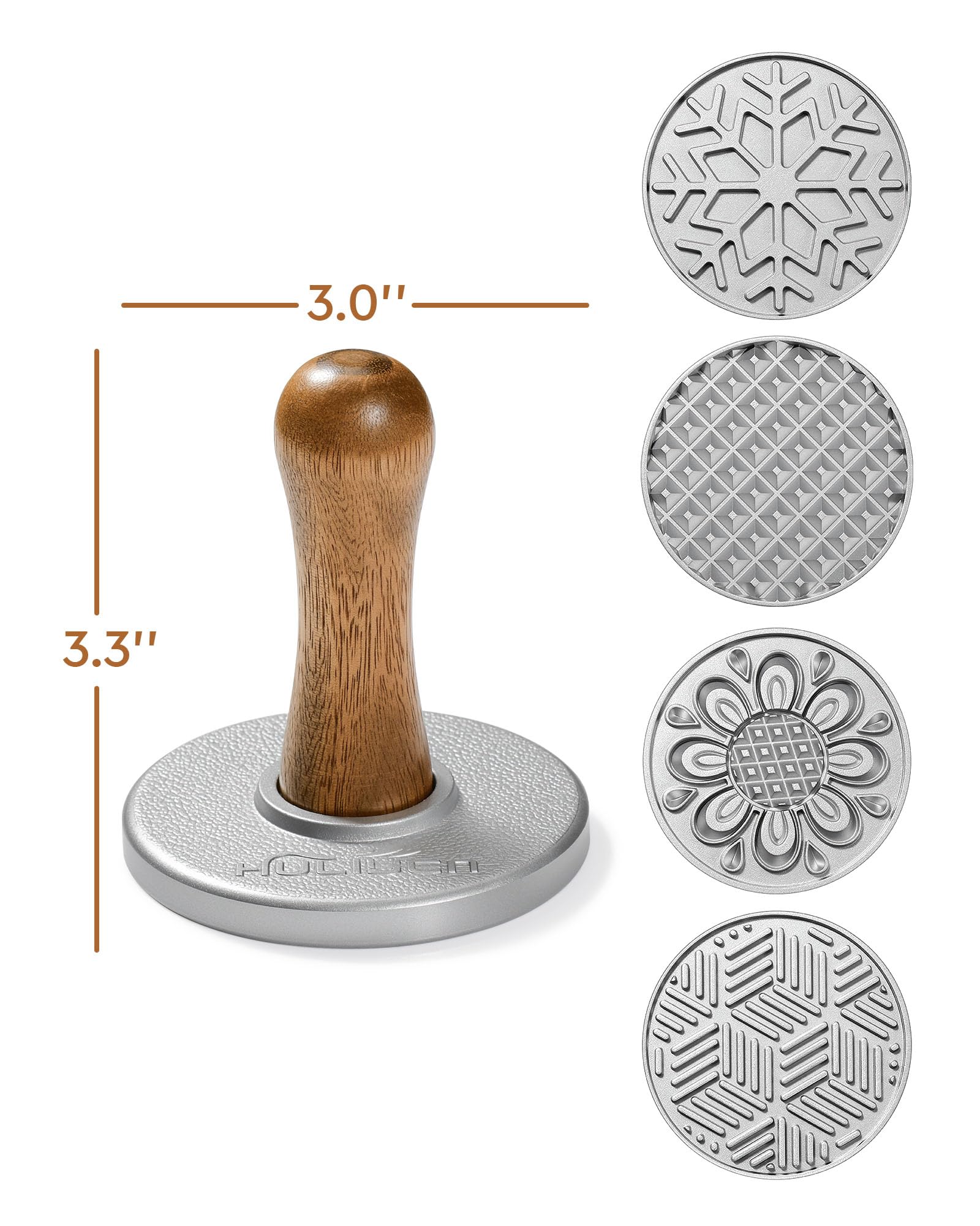 HULISEN wooden-handle closeup shows sturdy metal stamp for precise impressions