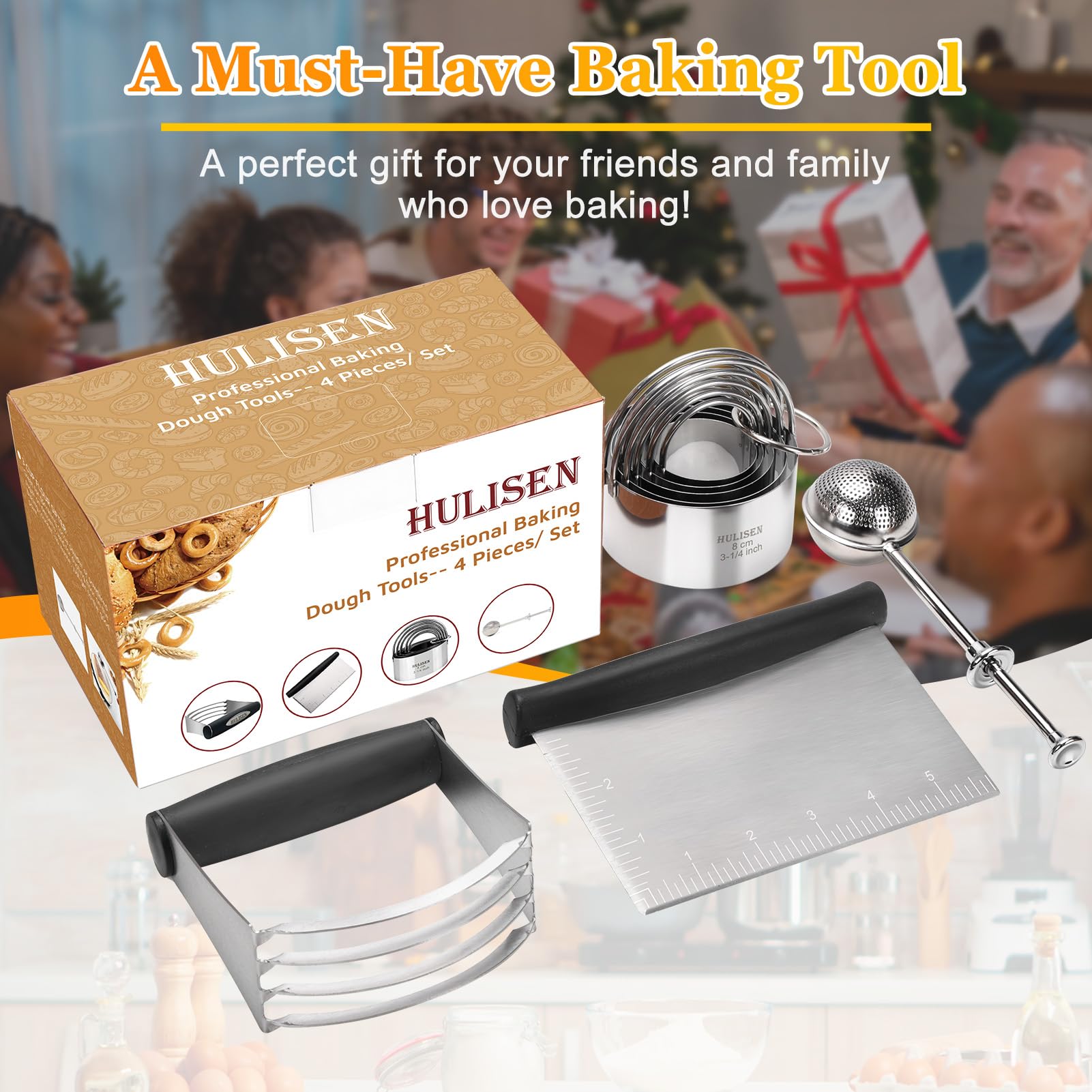 HULISEN flour duster evenly dusts flour on pastries for even coating.