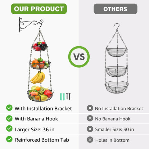HULISEN fruits and vegetables displayed in a tidy three-tier rack