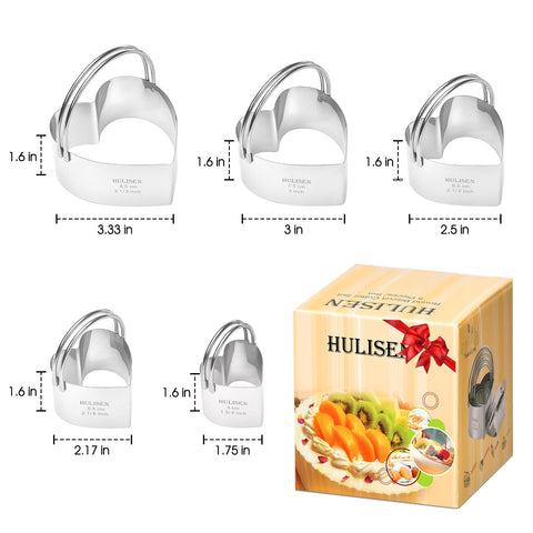 HULISEN heart cutters offer five sizes for varied dough shapes
