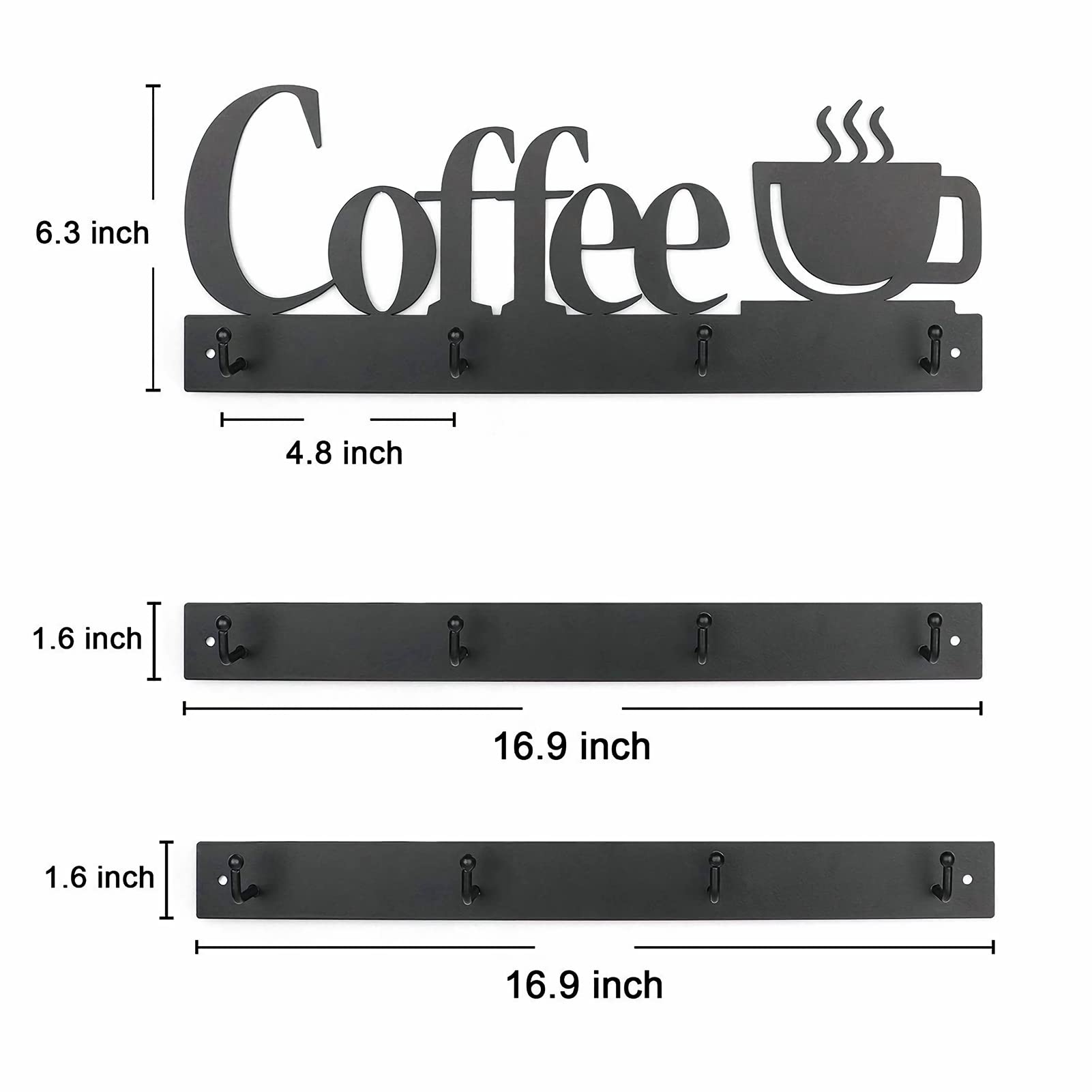 HULISEN kitchen mug display rack fits large and standard mugs.