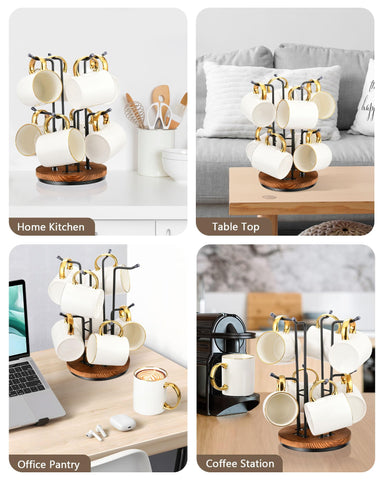 HULISEN countertop mug rack fits kitchens, offices, and cafes