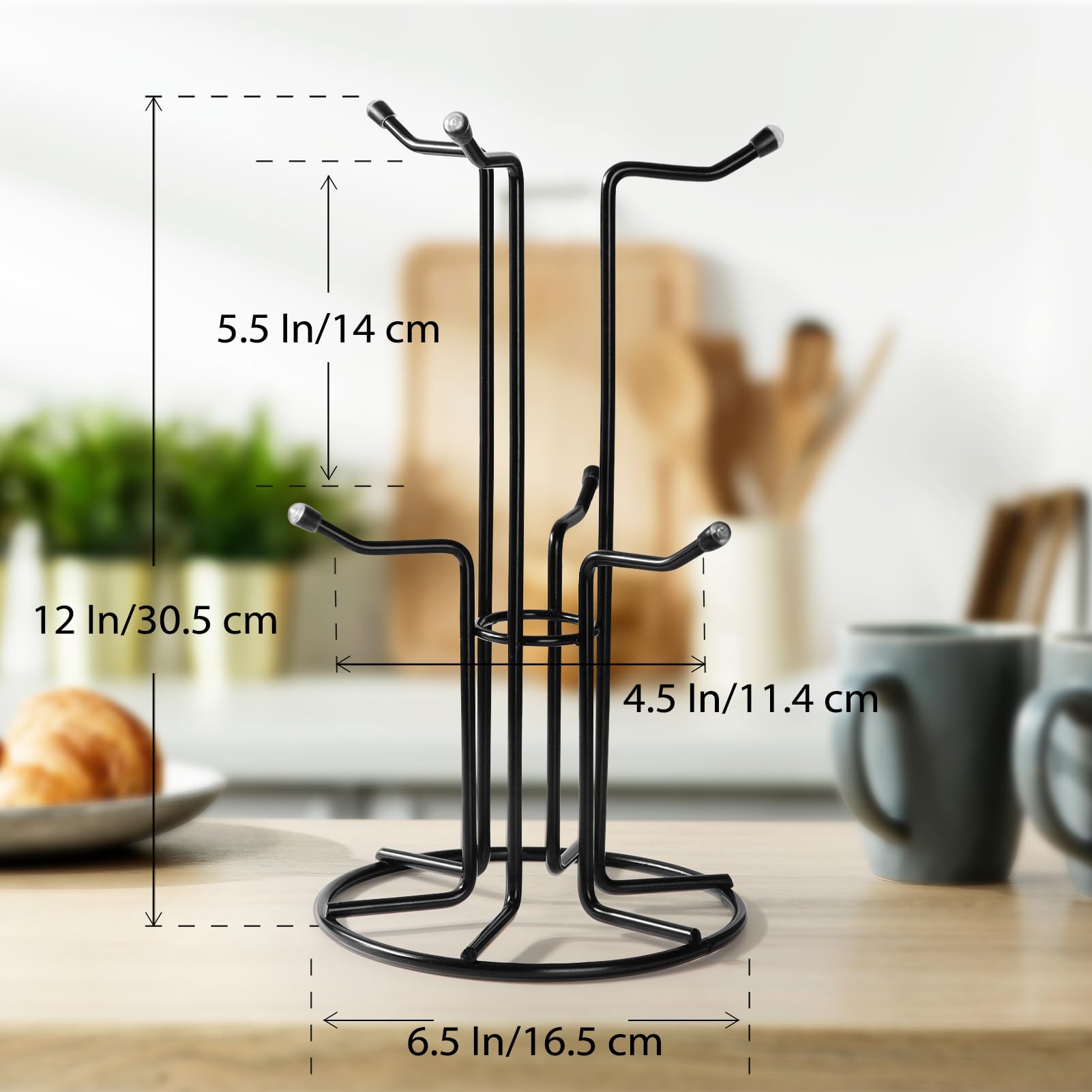 HULISEN mug-tree on kitchen counter saves space and keeps mugs within reach